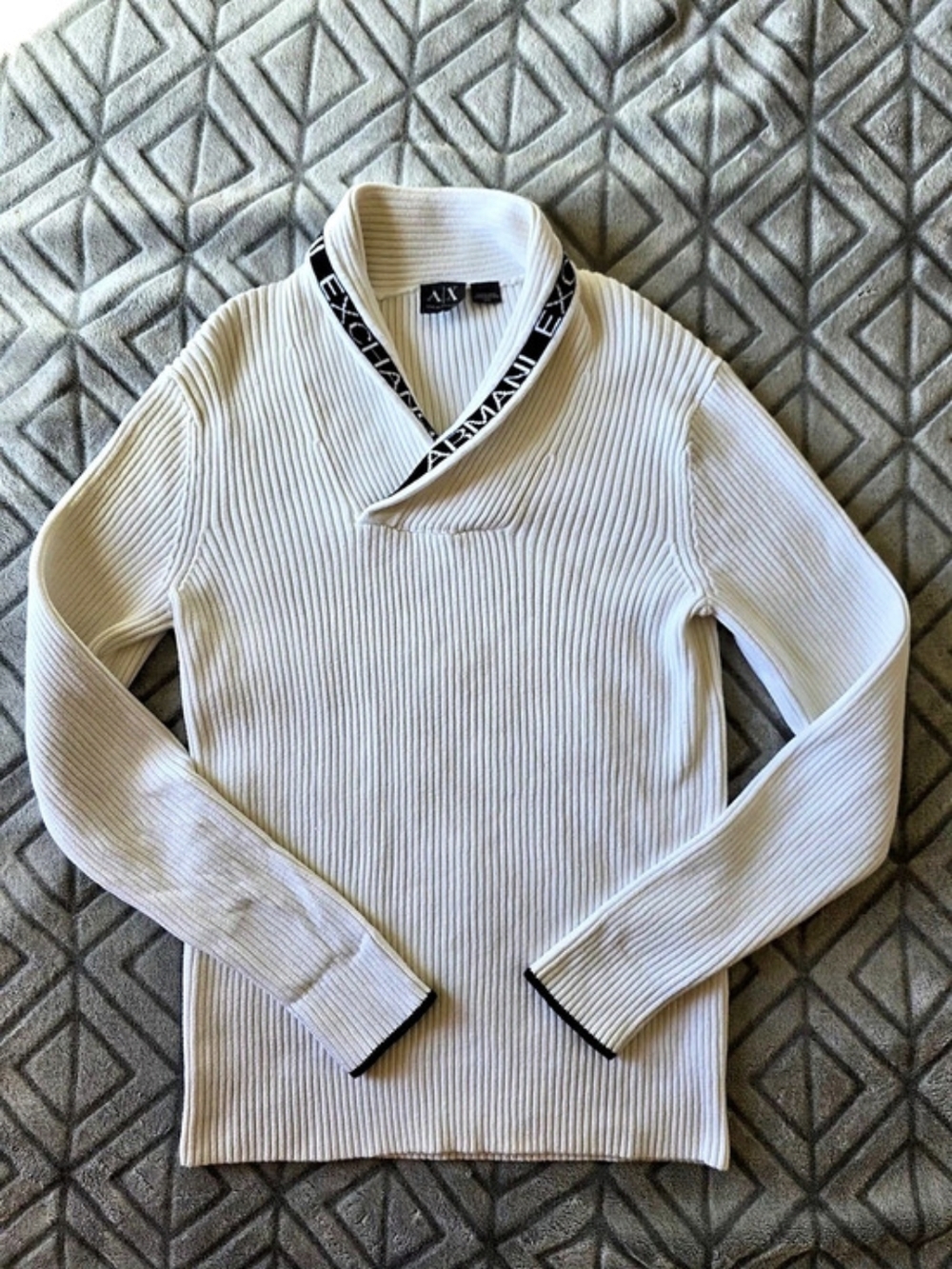 Armani Exchange D-Holiday-2013 Ribbed Long Sleeve Tunic in White Size Medium